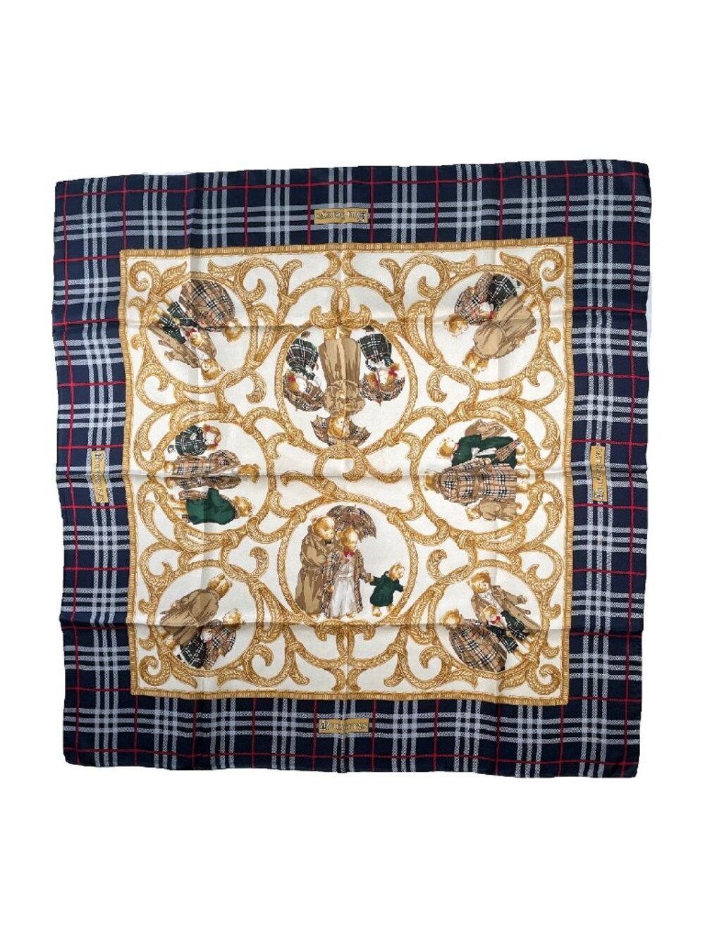 Burberry vintag Silk Scarf Teddy bear Motif